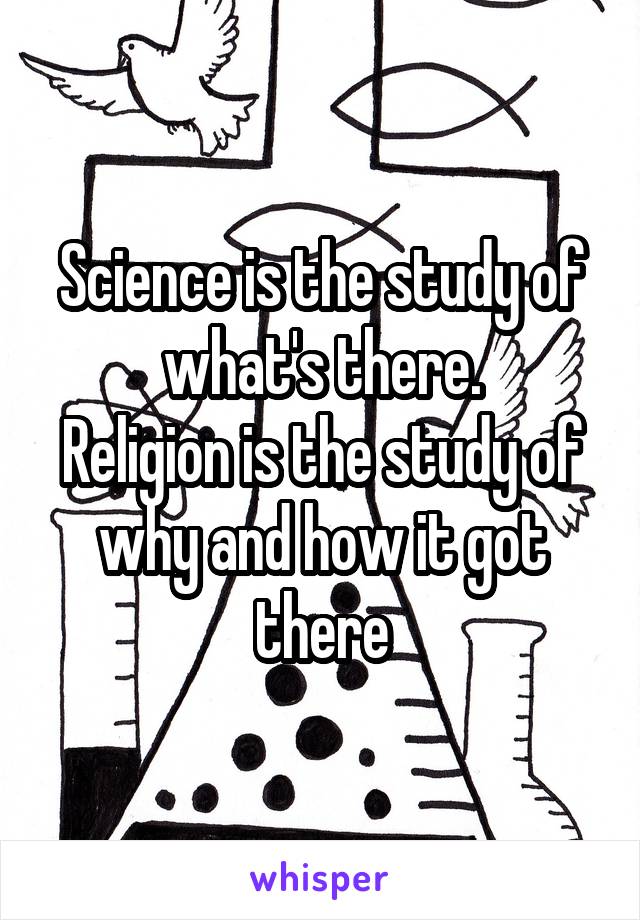 Science is the study of what's there.
Religion is the study of why and how it got there