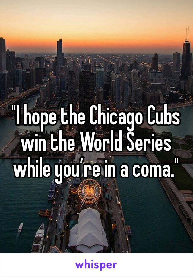 "I hope the Chicago Cubs win the World Series while you’re in a coma."