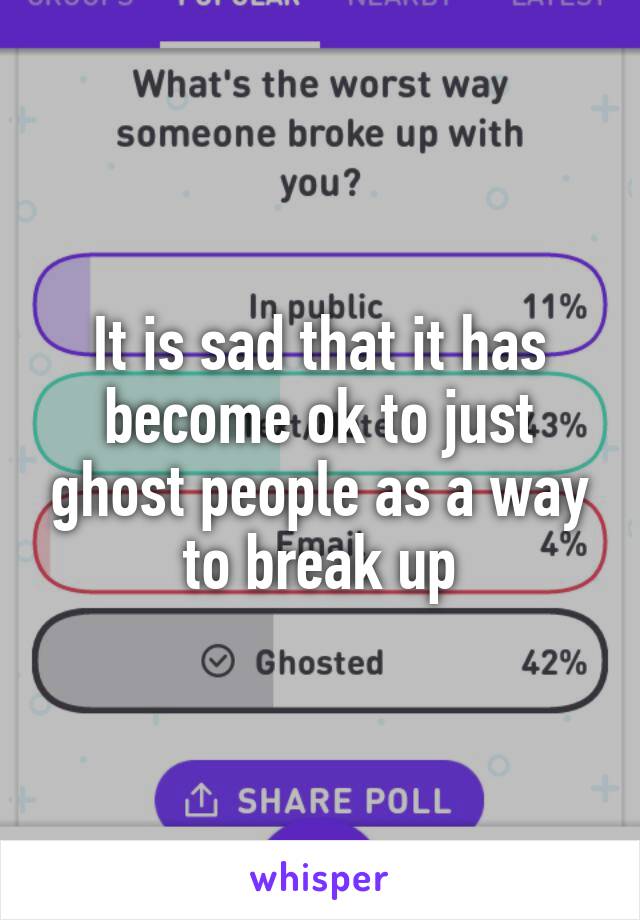It is sad that it has become ok to just ghost people as a way to break up