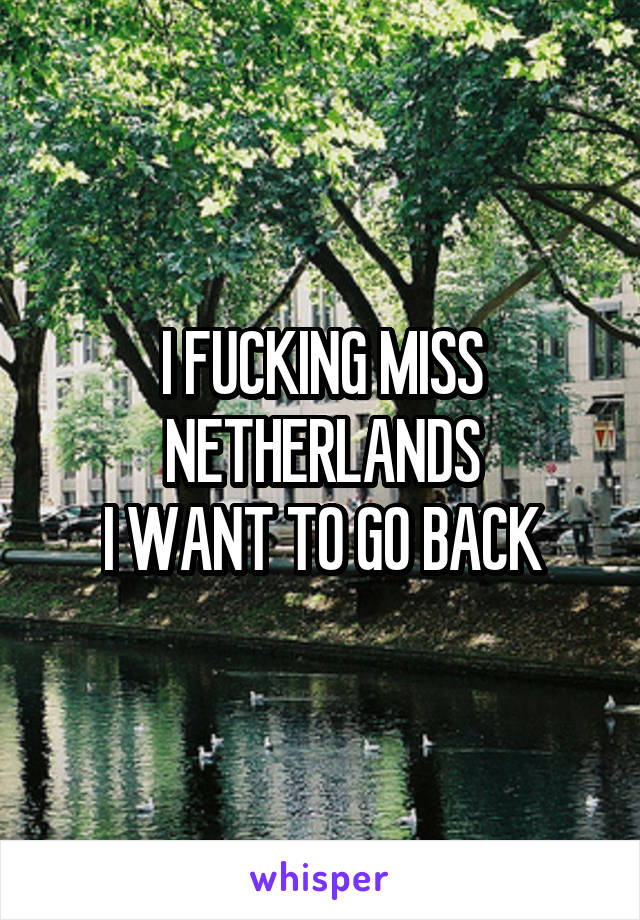 I FUCKING MISS NETHERLANDS
I WANT TO GO BACK