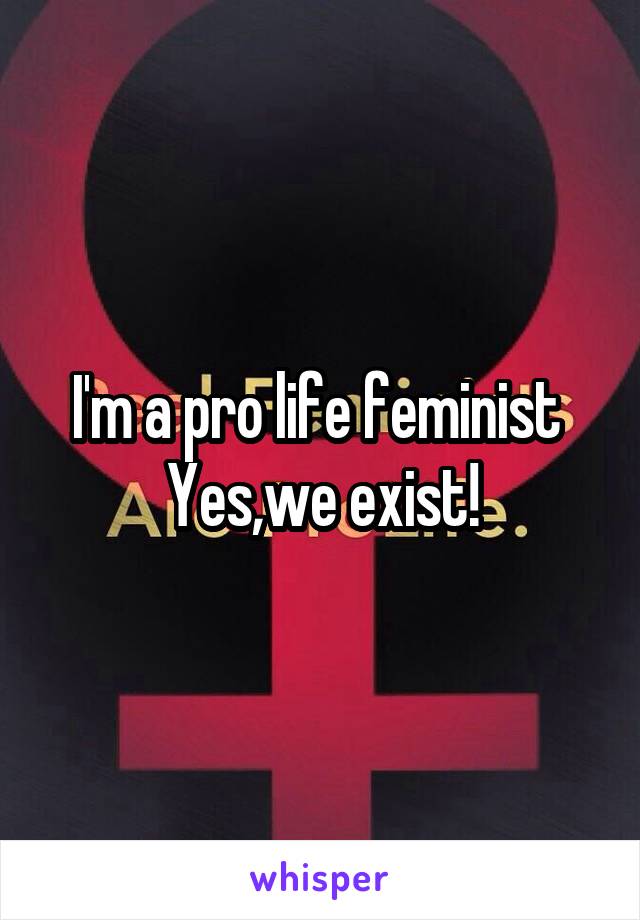 I'm a pro life feminist 
Yes,we exist!