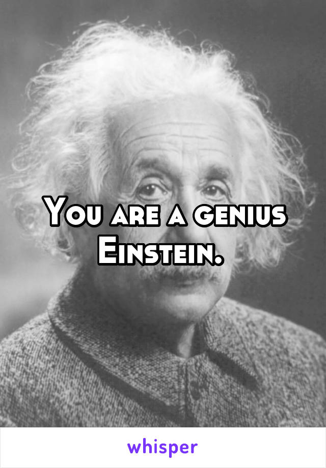You are a genius Einstein. 
