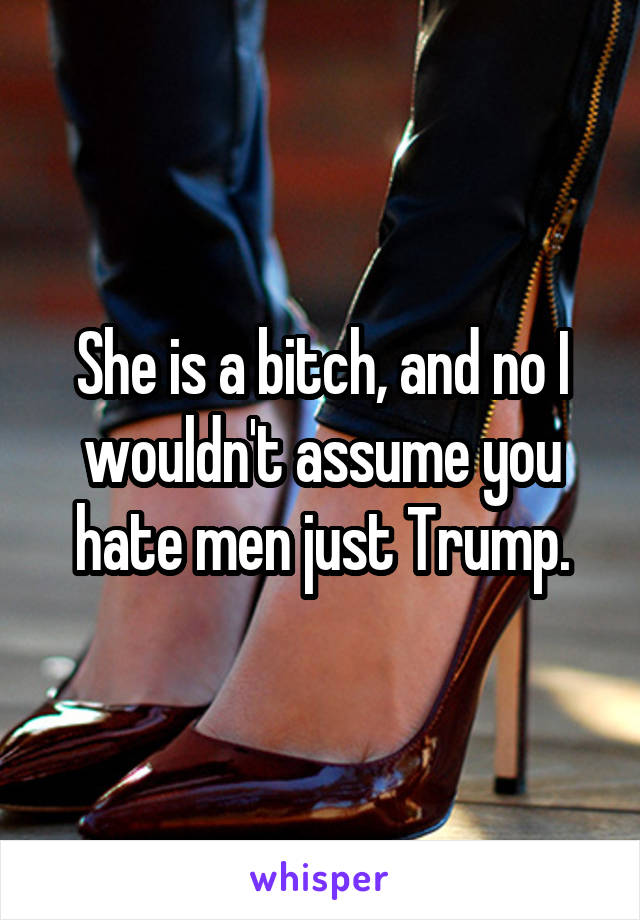 She is a bitch, and no I wouldn't assume you hate men just Trump.