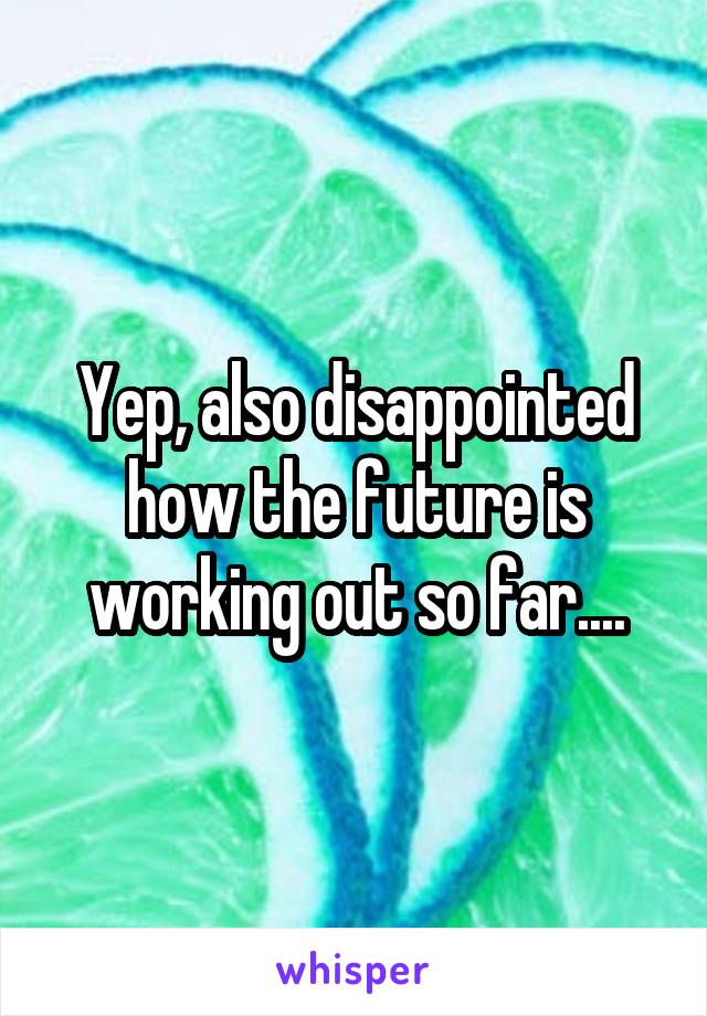 Yep, also disappointed how the future is working out so far....