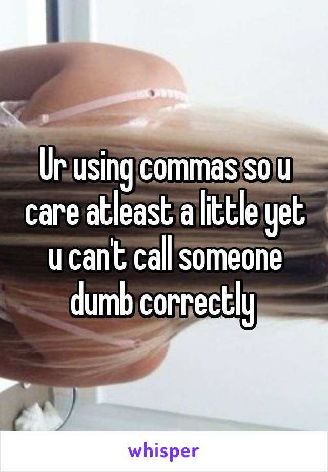 Ur using commas so u care atleast a little yet u can't call someone dumb correctly 