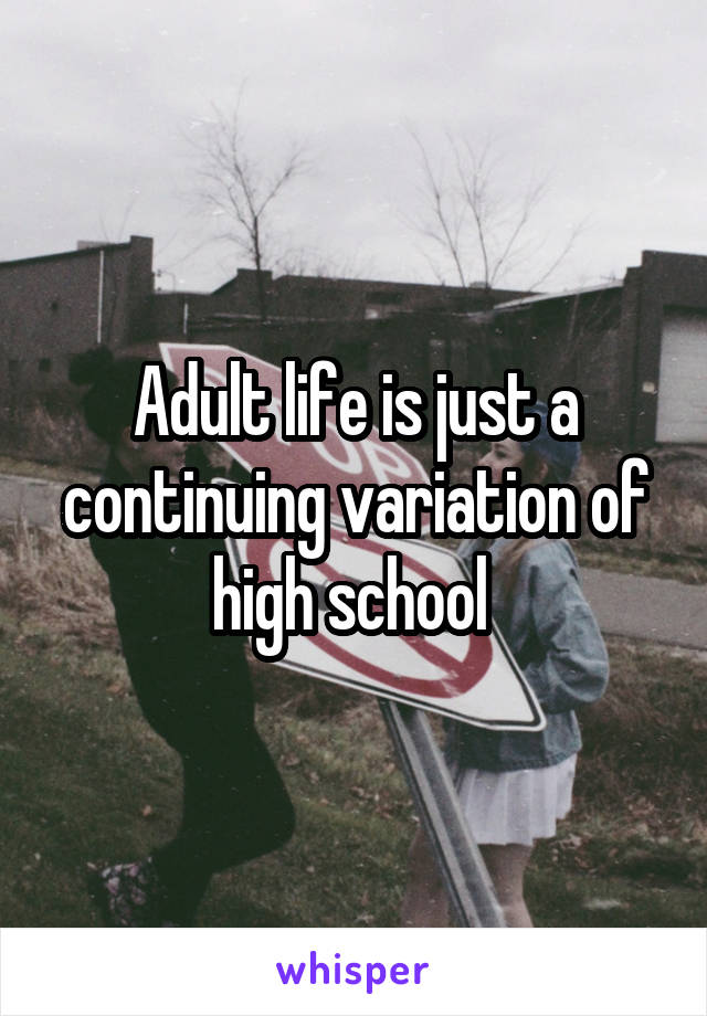 Adult life is just a continuing variation of high school 