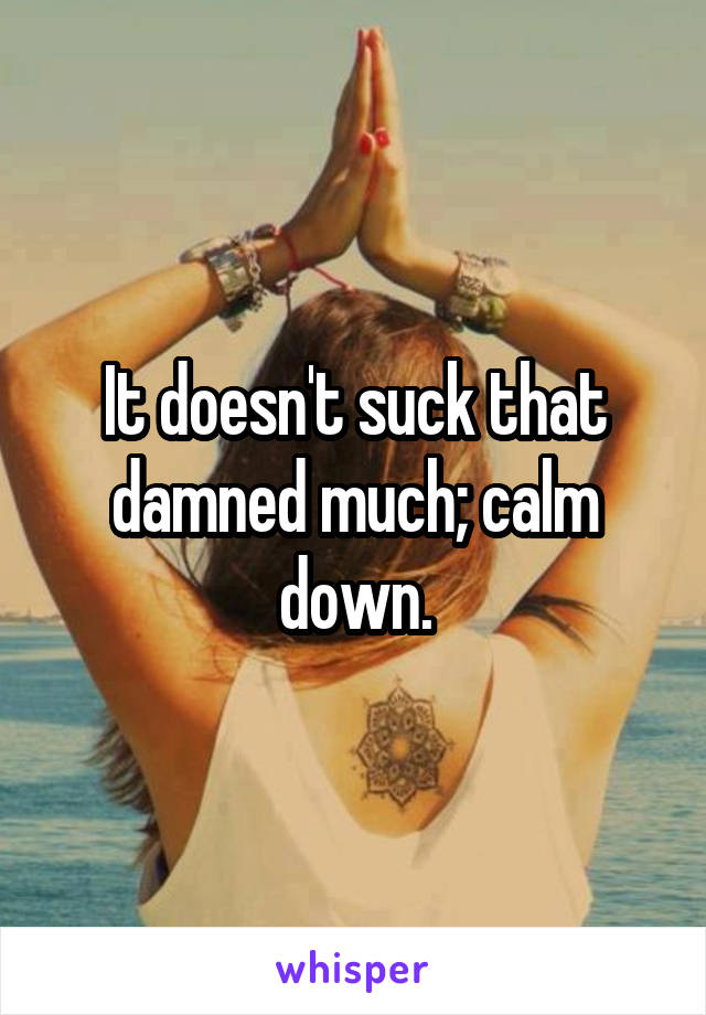 It doesn't suck that damned much; calm down.