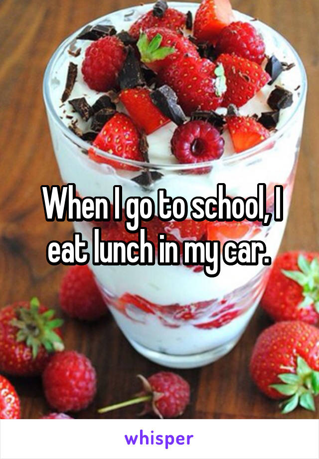When I go to school, I eat lunch in my car. 