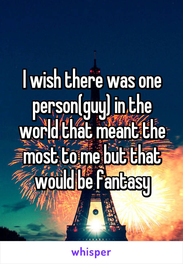 I wish there was one person(guy) in the world that meant the most to me but that would be fantasy