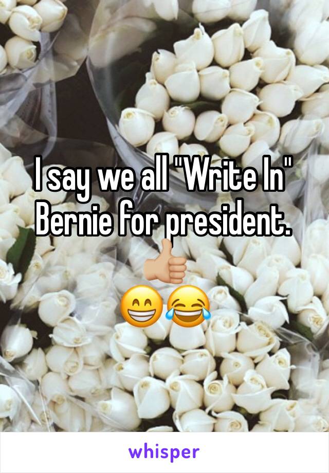 I say we all "Write In" Bernie for president. 
👍🏼
😁😂