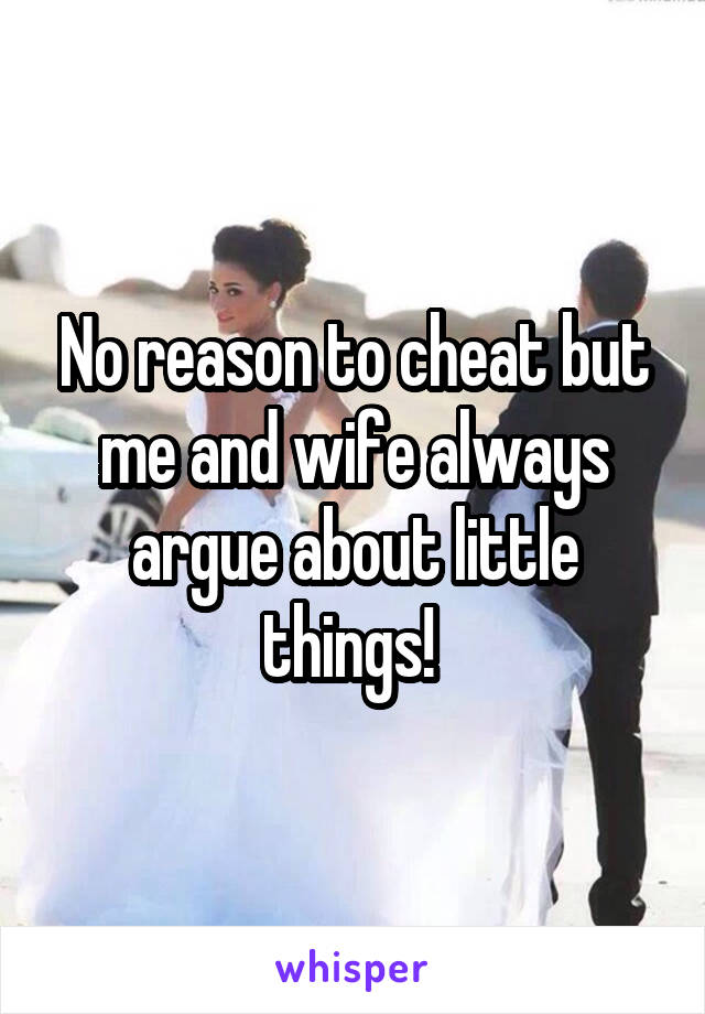 No reason to cheat but me and wife always argue about little things! 