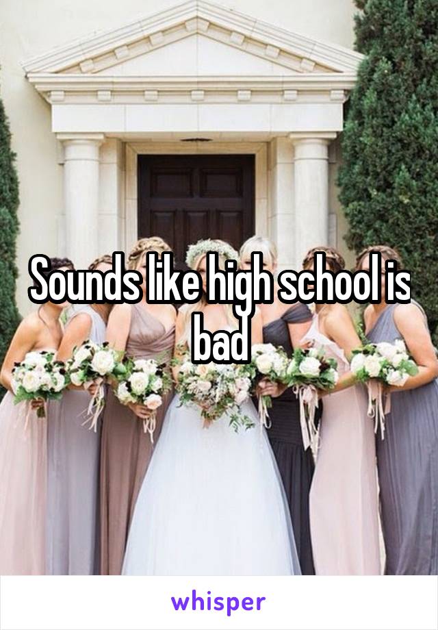 Sounds like high school is bad
