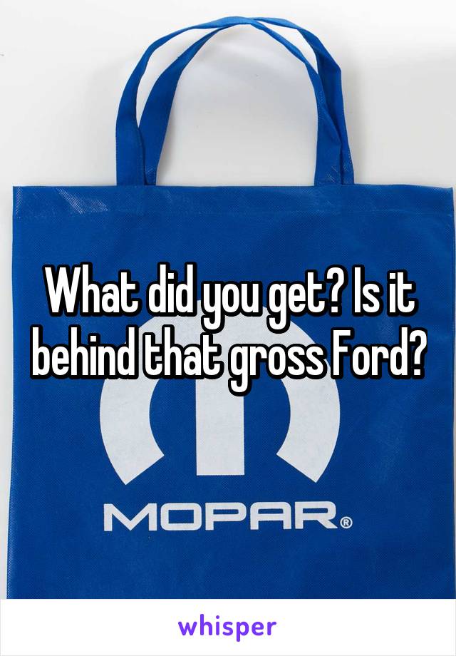 What did you get? Is it behind that gross Ford?