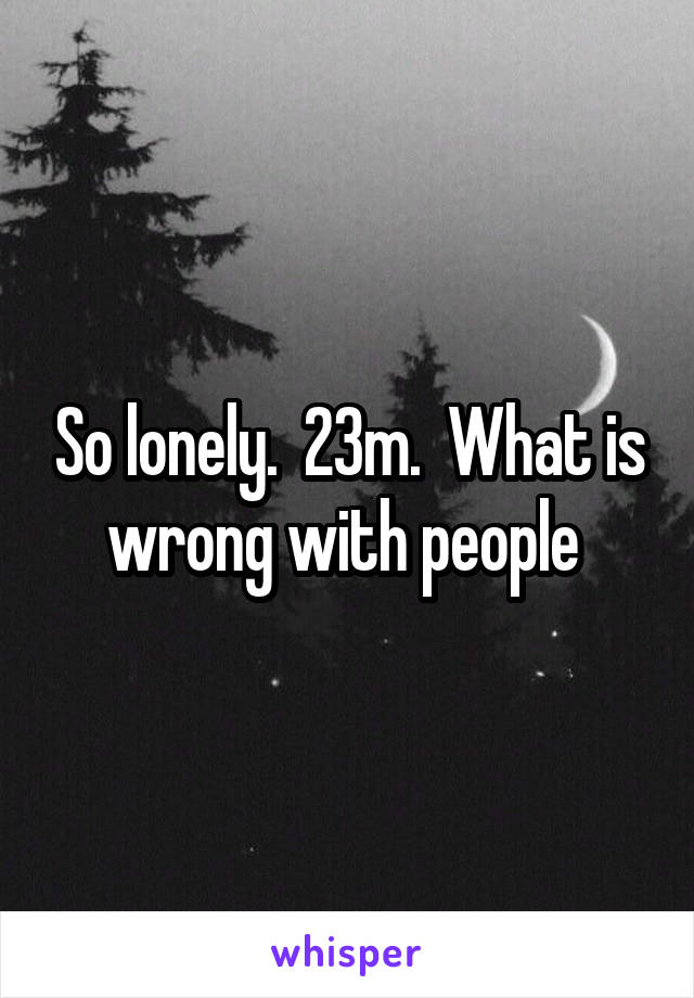 So lonely.  23m.  What is wrong with people 