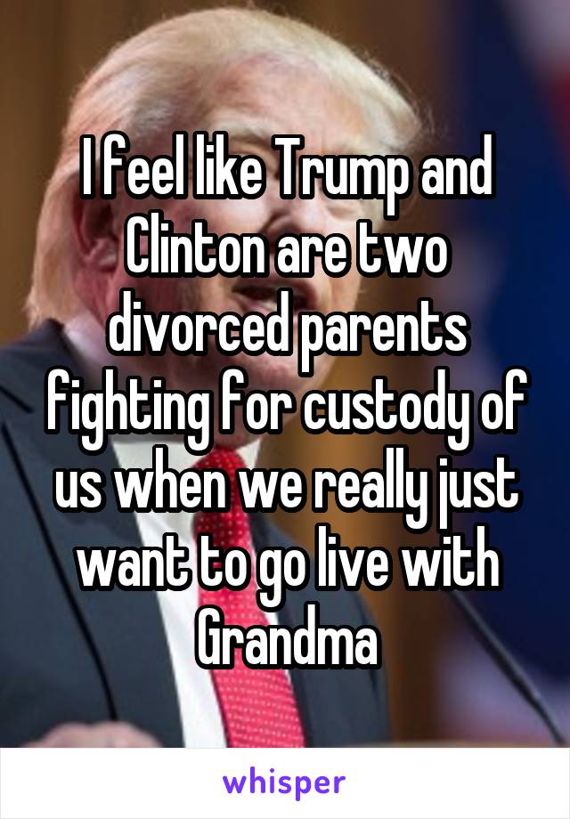 I feel like Trump and Clinton are two divorced parents fighting for custody of us when we really just want to go live with Grandma