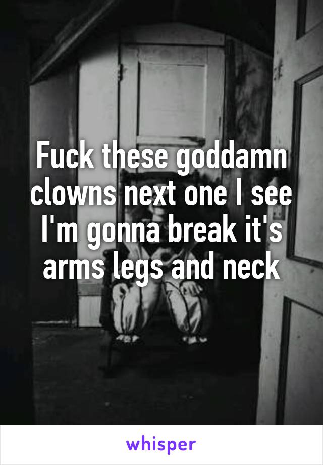 Fuck these goddamn clowns next one I see I'm gonna break it's arms legs and neck
