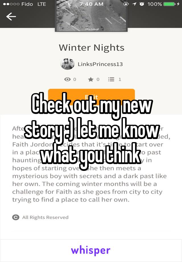 Check out my new story :) let me know what you think 