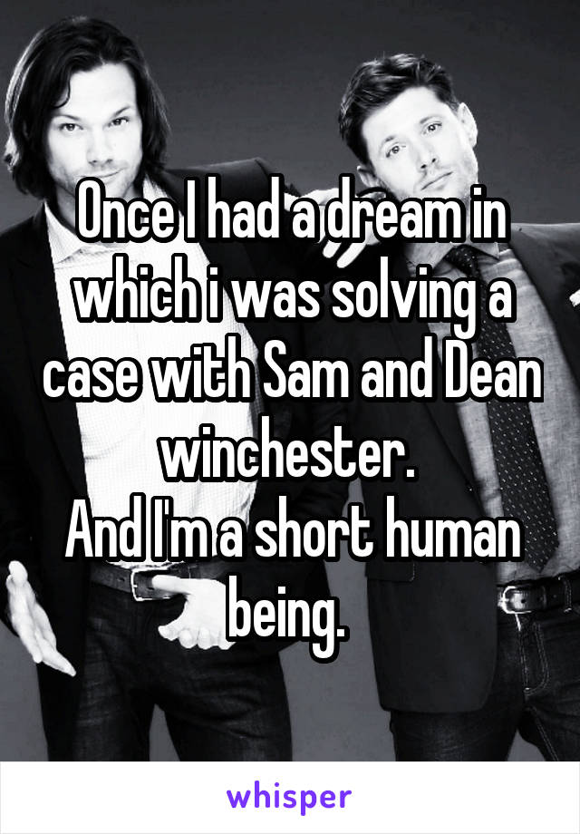 Once I had a dream in which i was solving a case with Sam and Dean winchester. 
And I'm a short human being. 