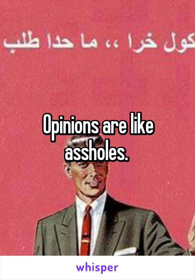 Opinions are like assholes. 