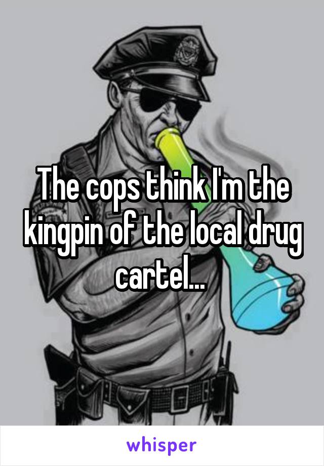 The cops think I'm the kingpin of the local drug cartel... 