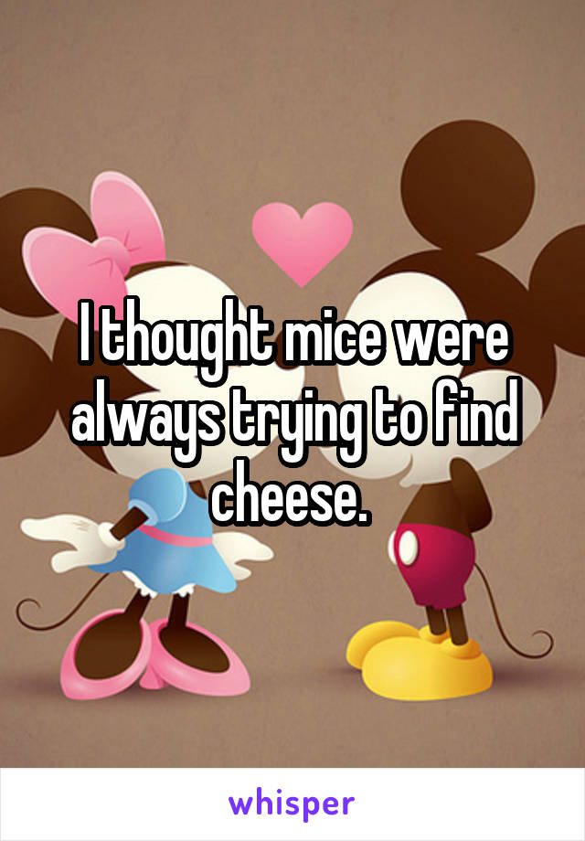 I thought mice were always trying to find cheese. 