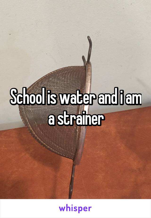 School is water and i am a strainer