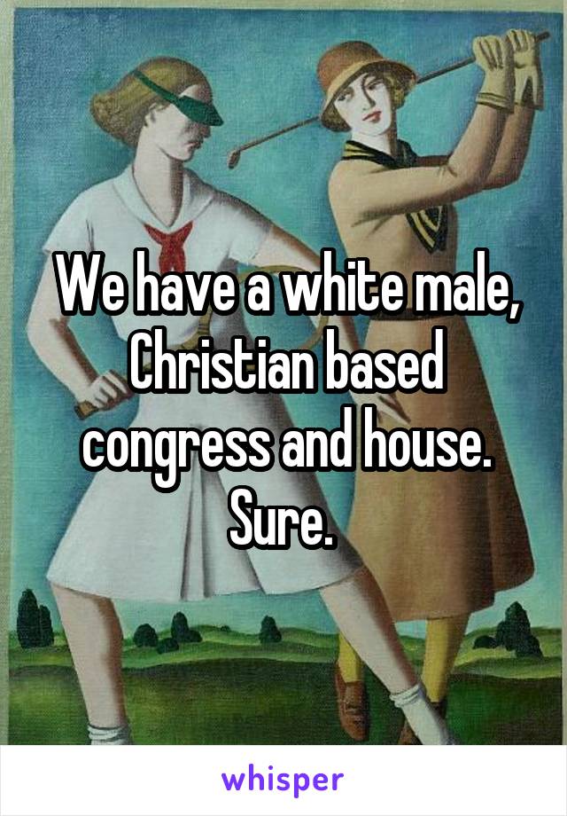 We have a white male, Christian based congress and house. Sure. 