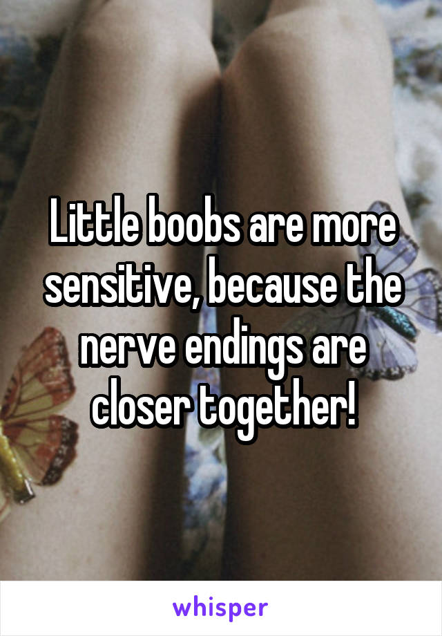 Little boobs are more sensitive, because the nerve endings are closer together!