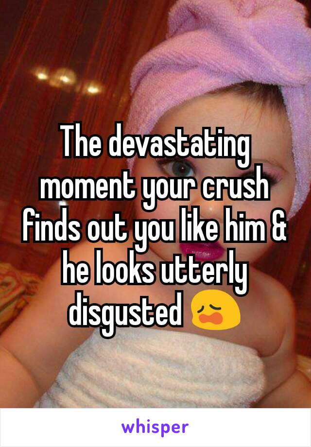 The devastating moment your crush finds out you like him & he looks utterly disgusted 😩