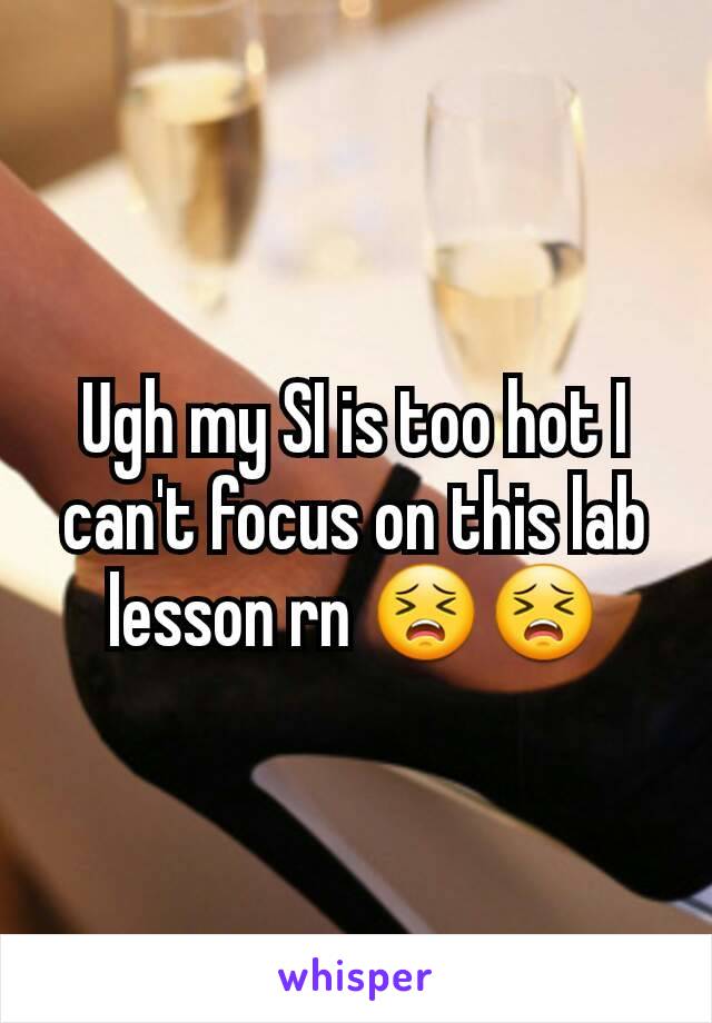 Ugh my SI is too hot I can't focus on this lab lesson rn 😣😣