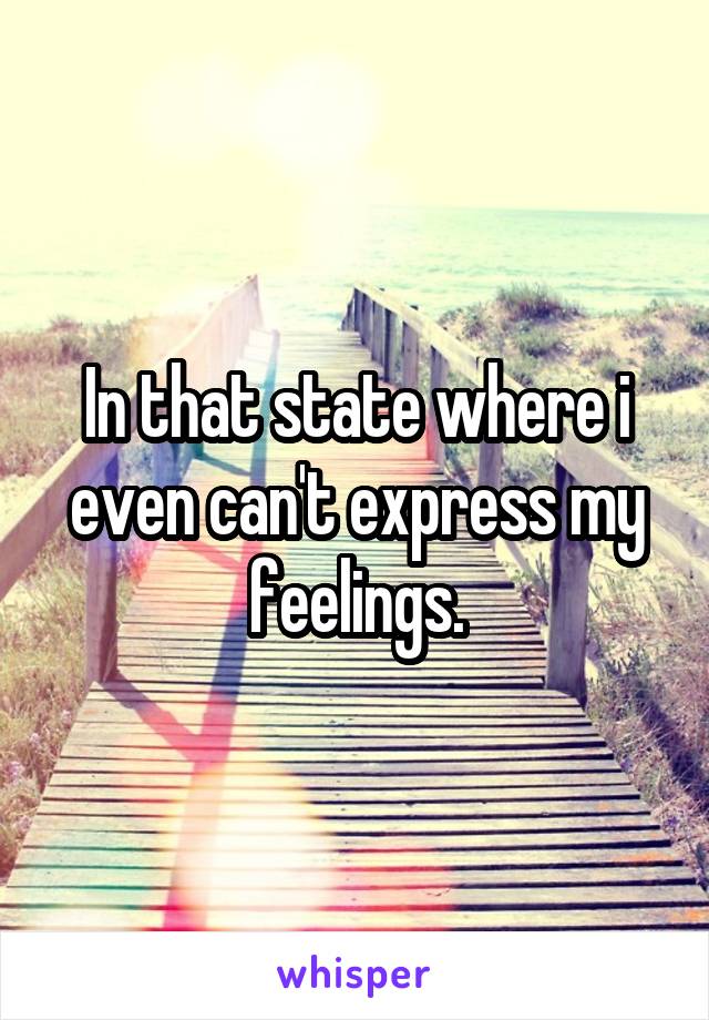 In that state where i even can't express my feelings.