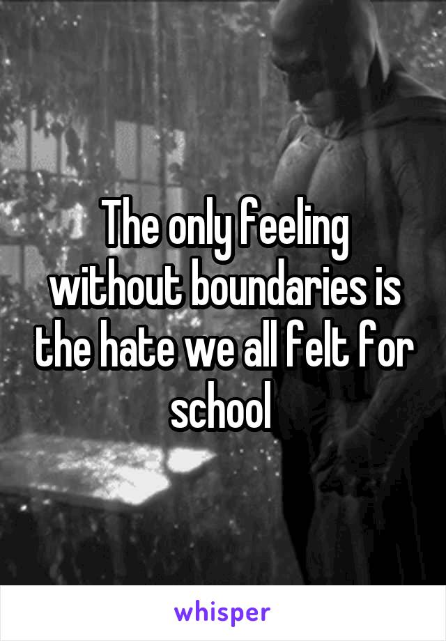 The only feeling without boundaries is the hate we all felt for school 