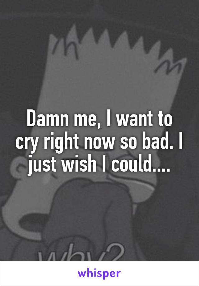 Damn me, I want to cry right now so bad. I just wish I could....