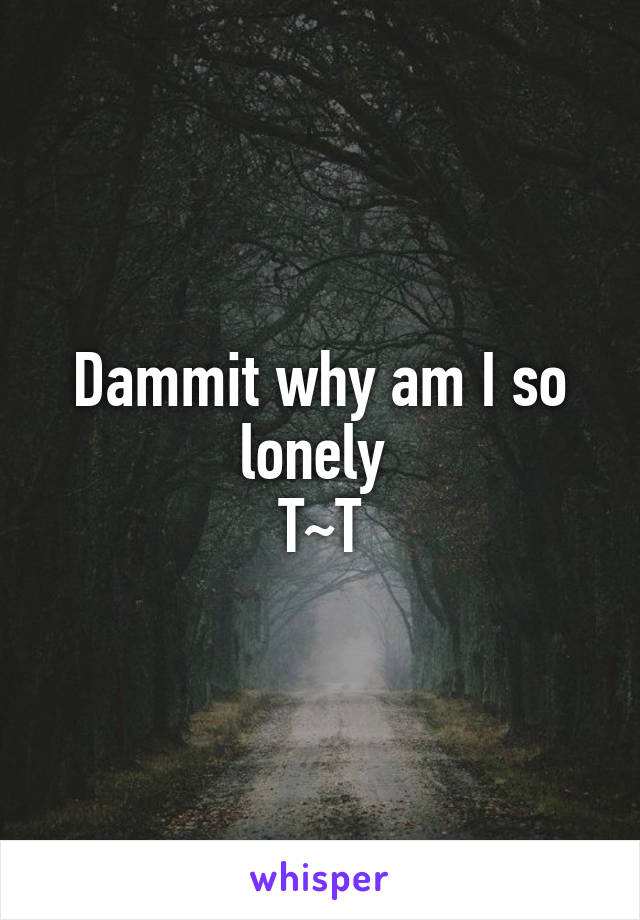 Dammit why am I so lonely 
T~T