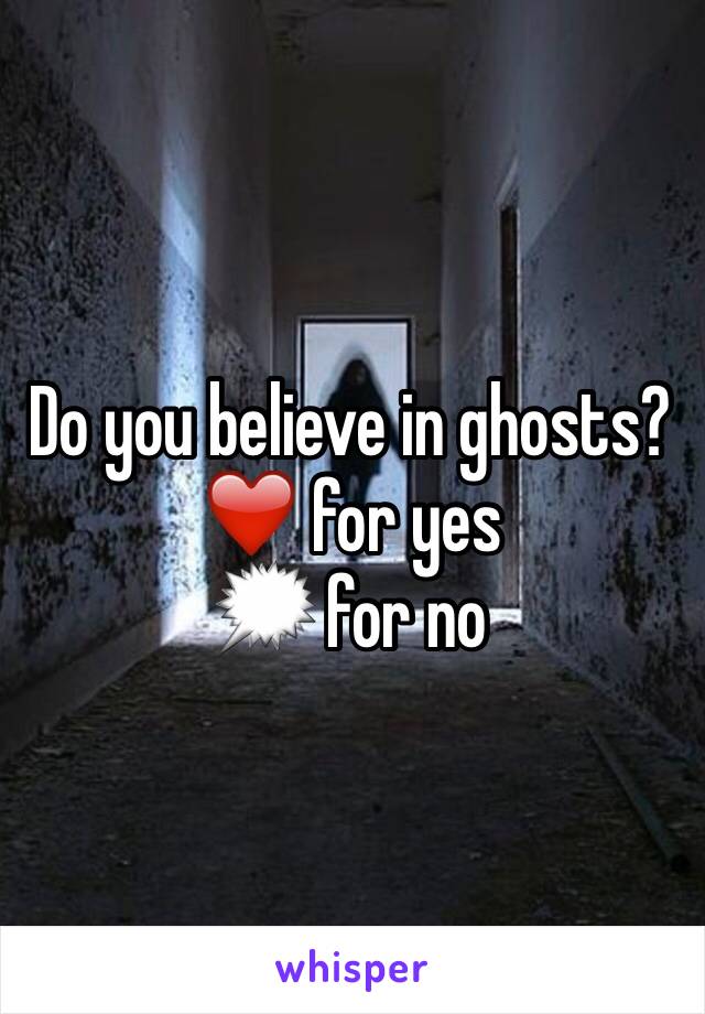 Do you believe in ghosts? 
❤️ for yes
🗯 for no