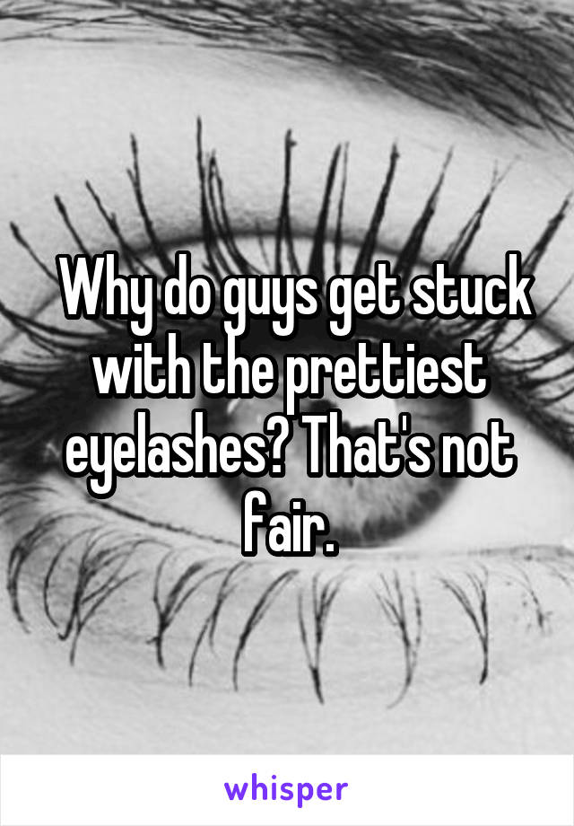  Why do guys get stuck with the prettiest eyelashes? That's not fair.