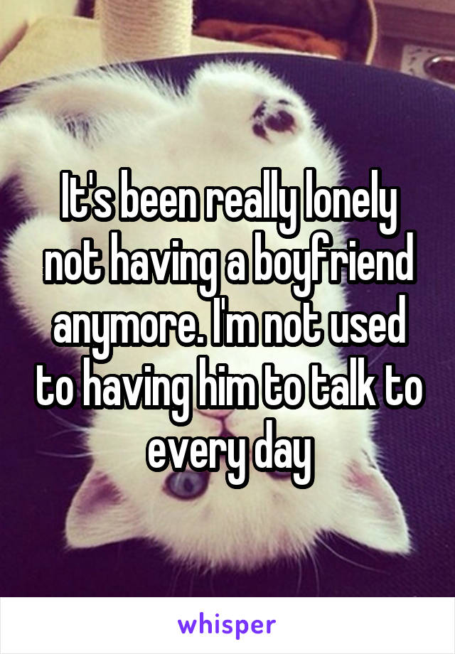 It's been really lonely not having a boyfriend anymore. I'm not used to having him to talk to every day