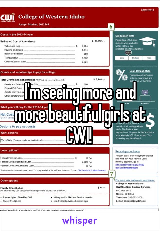 I'm seeing more and more beautiful girls at CWI! 
