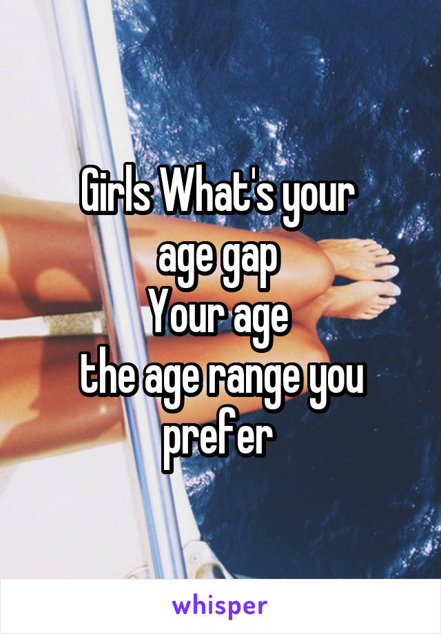Girls What's your 
age gap 
Your age 
the age range you prefer 