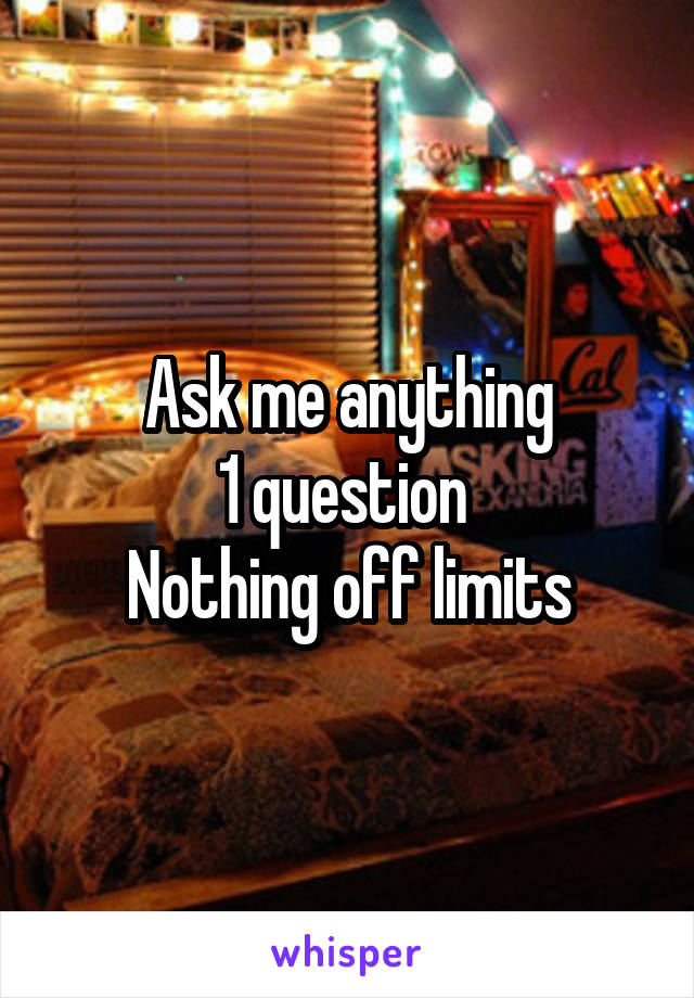 Ask me anything
1 question 
Nothing off limits