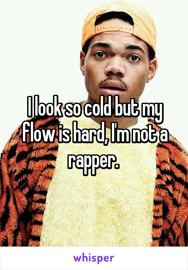 I look so cold but my flow is hard, I'm not a rapper. 