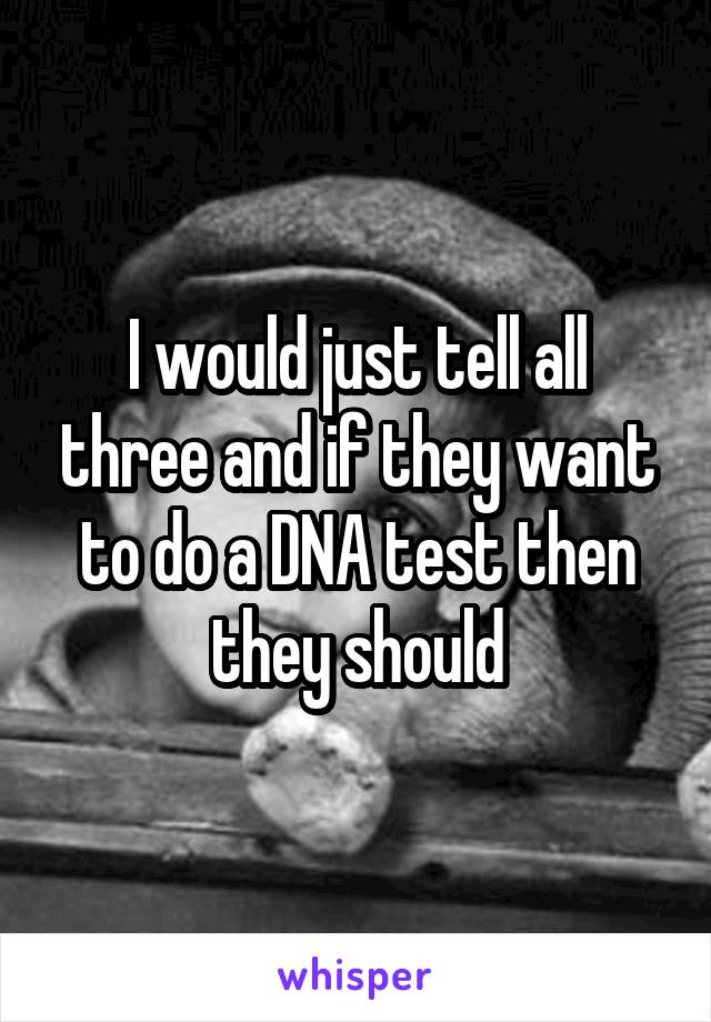 I would just tell all three and if they want to do a DNA test then they should