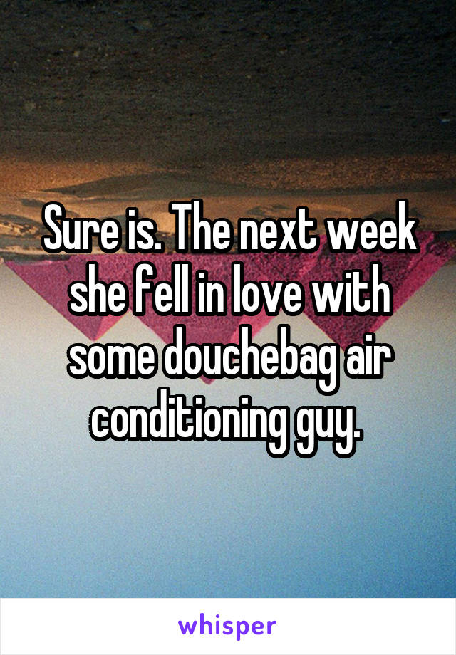 Sure is. The next week she fell in love with some douchebag air conditioning guy. 