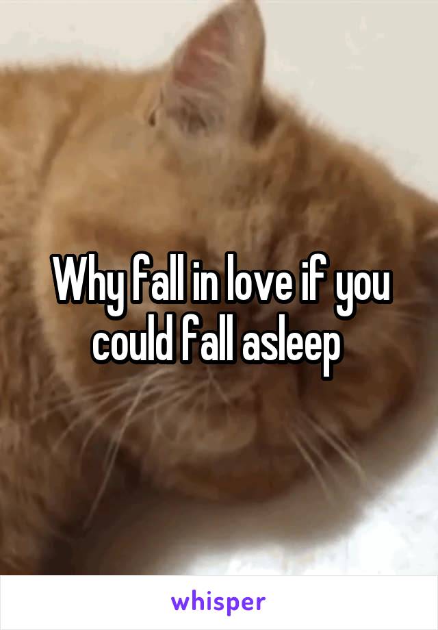 Why fall in love if you could fall asleep 