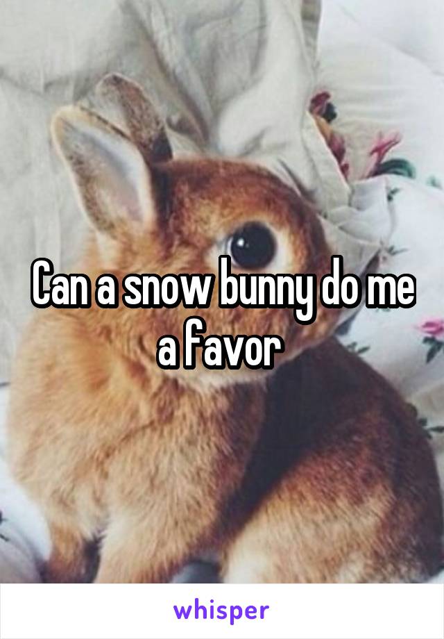 Can a snow bunny do me a favor 