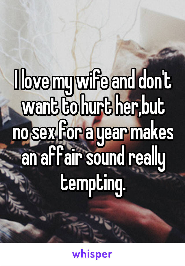 I love my wife and don't want to hurt her,but no sex for a year makes an affair sound really tempting.