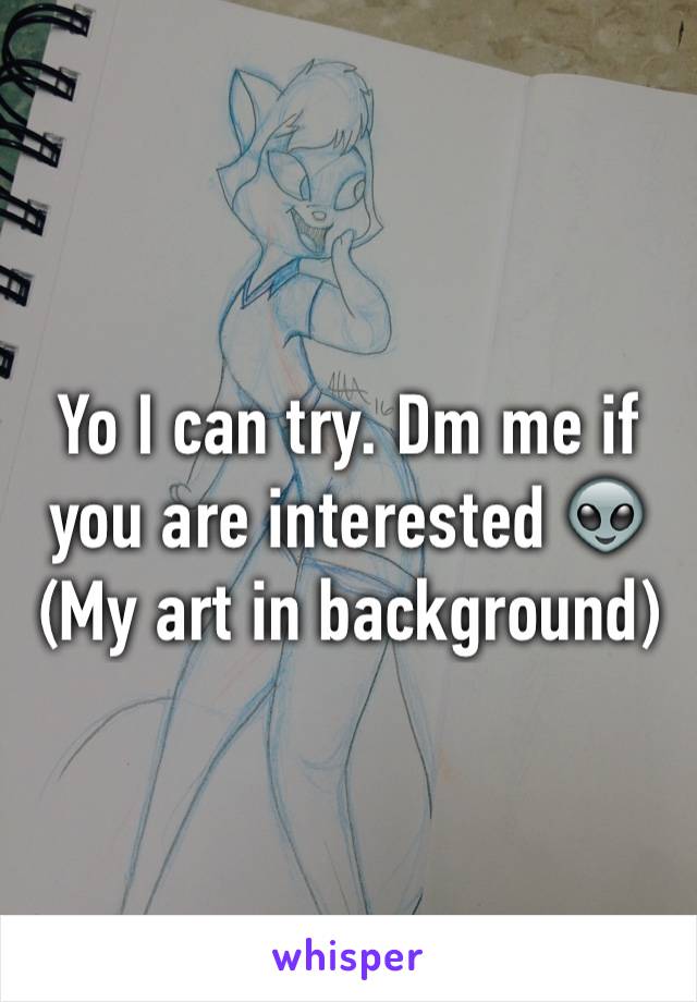 Yo I can try. Dm me if you are interested 👽
(My art in background)