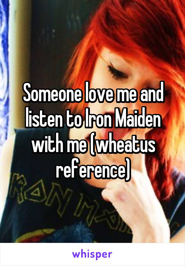 Someone love me and listen to Iron Maiden with me (wheatus reference)