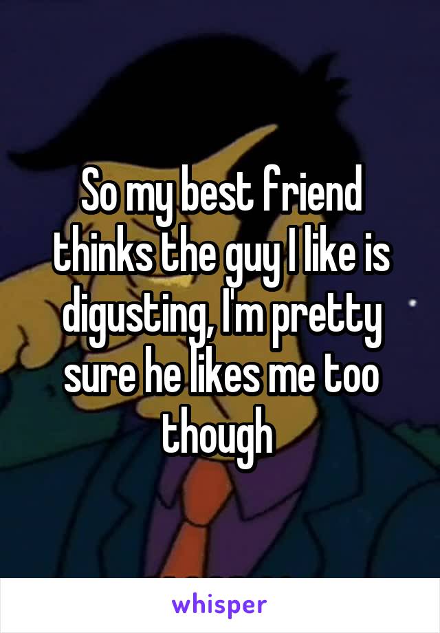 So my best friend thinks the guy I like is digusting, I'm pretty sure he likes me too though 
