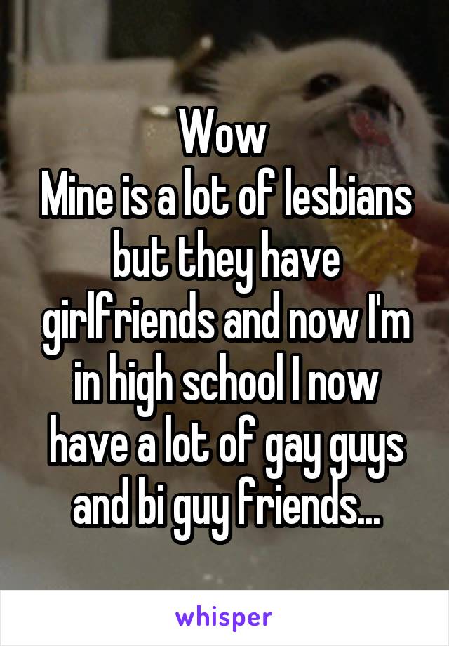 Wow 
Mine is a lot of lesbians but they have girlfriends and now I'm in high school I now have a lot of gay guys and bi guy friends...